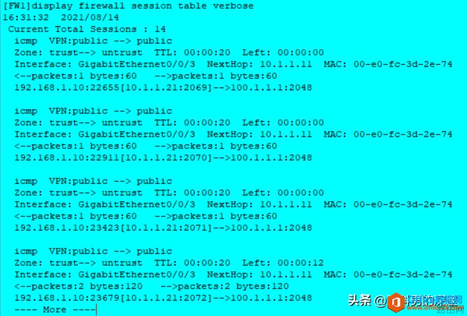 防火墙Trust区域访问互联网的NAT配置分享