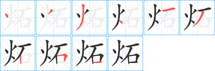 炻字的笔画顺序