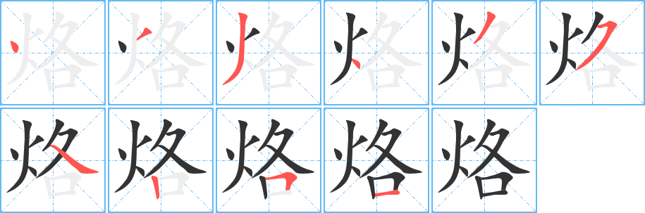 烙字的笔画顺序