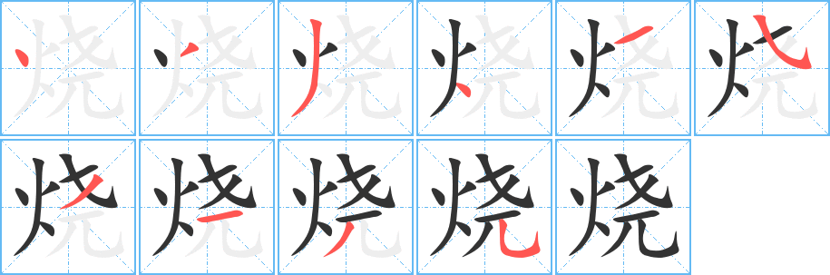 烧字的笔画顺序