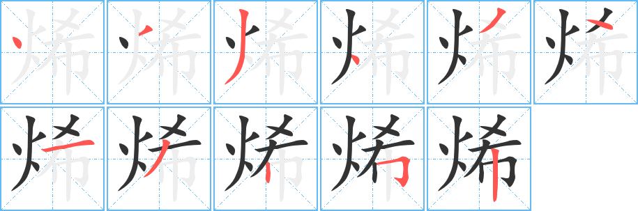 烯字的笔画顺序