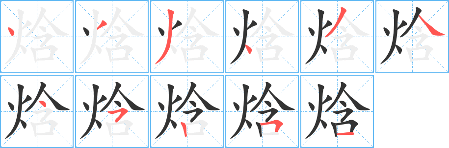 焓字的笔画顺序