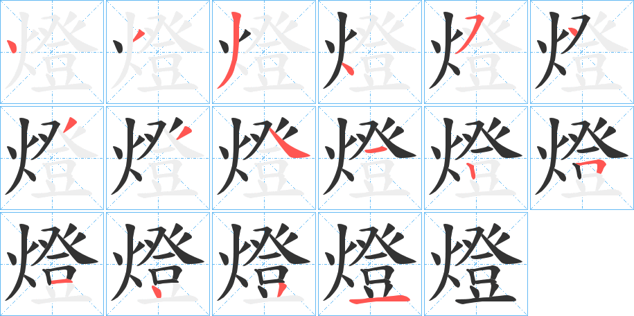 燈字的笔画顺序