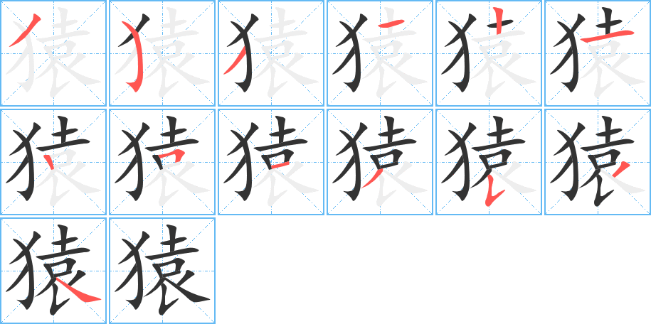 猿字的笔画顺序