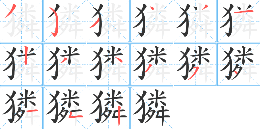 獜字的笔画顺序