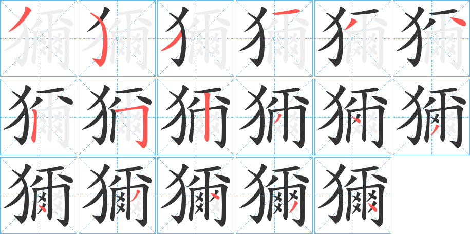 獮字的笔画顺序