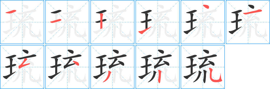 琉字的笔画顺序