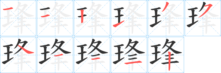 琒字的笔画顺序