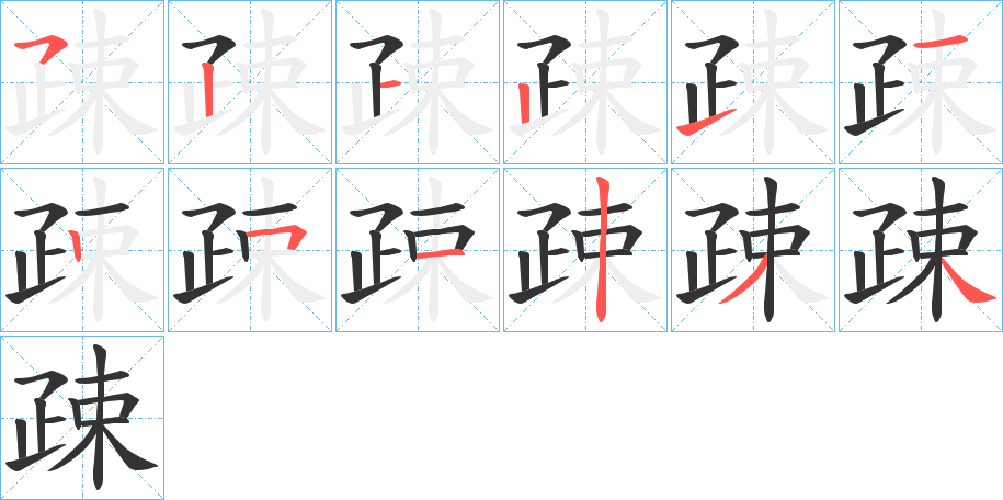疎字的笔画顺序