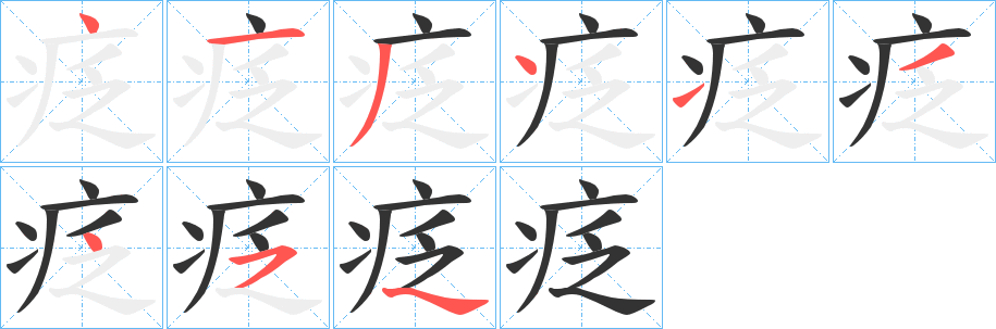 疺字的笔画顺序