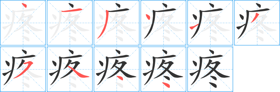 疼字的笔画顺序
