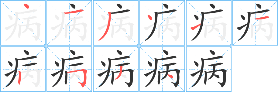 病字的笔画顺序