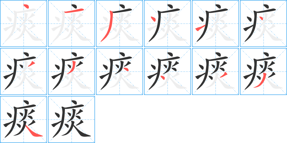 痰字的笔画顺序