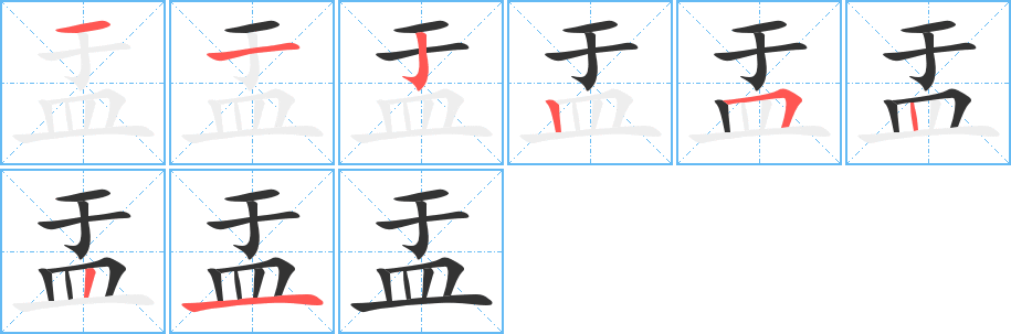盂字的笔画顺序