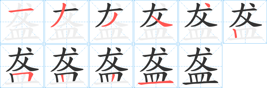 盋字的笔画顺序