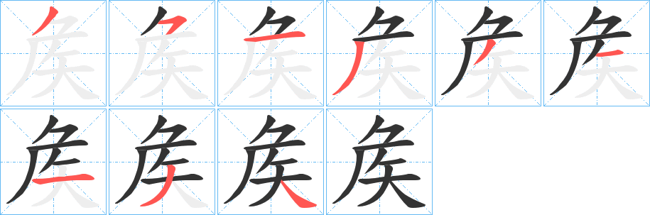 矦字的笔画顺序