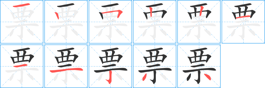 票字的笔画顺序