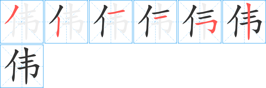 伟字的笔画顺序