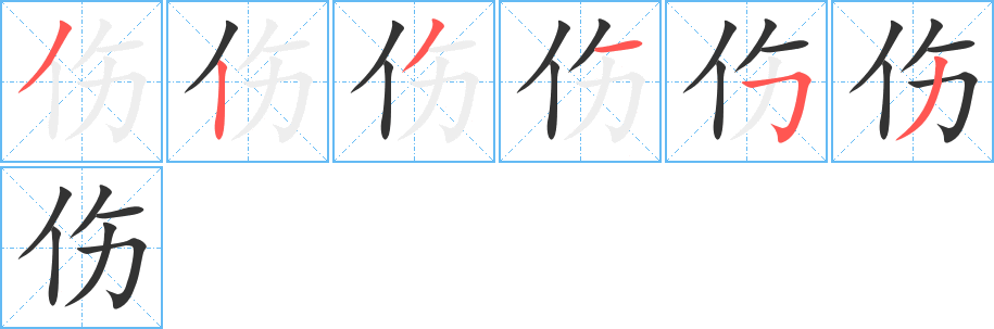 伤字的笔画顺序