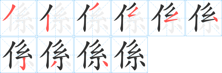 係字的笔画顺序