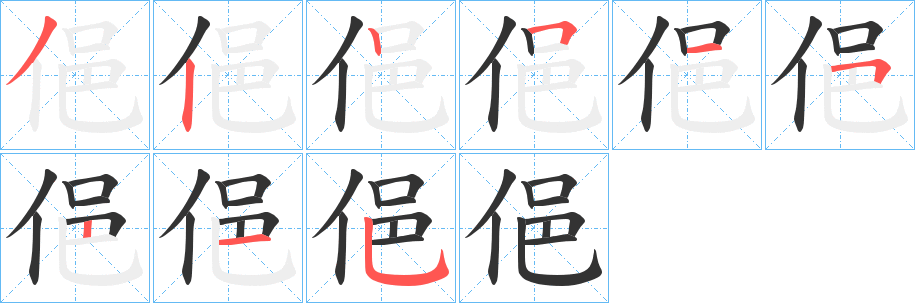 俋字的笔画顺序