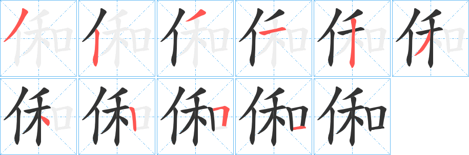 俰字的笔画顺序