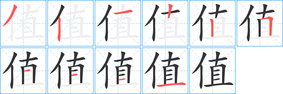 值字的笔画顺序