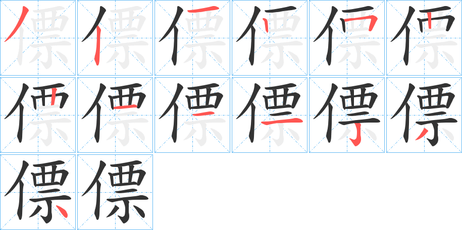 僄字的笔画顺序