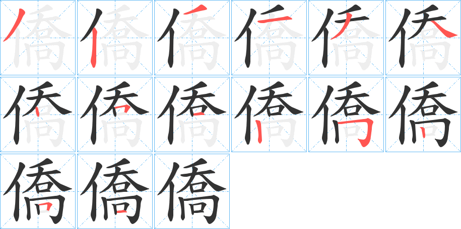 僑字的笔画顺序
