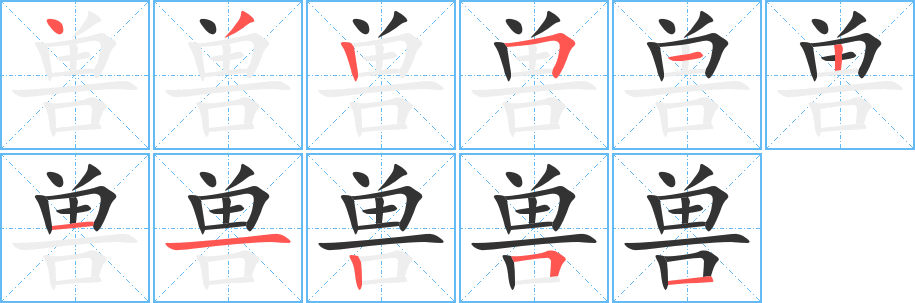兽字的笔画顺序