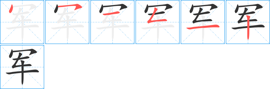 军字的笔画顺序