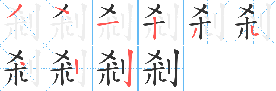 剎字的笔画顺序