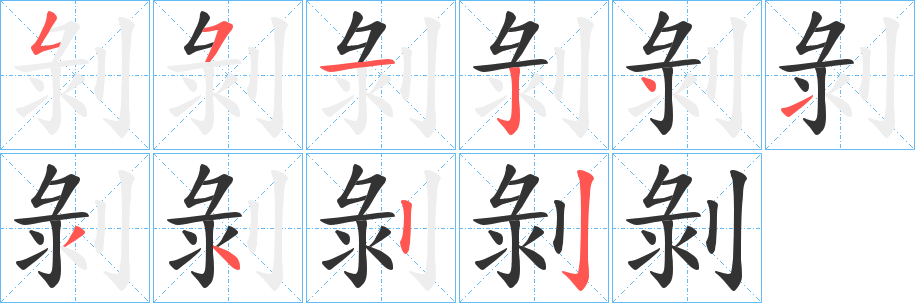 剝字的笔画顺序