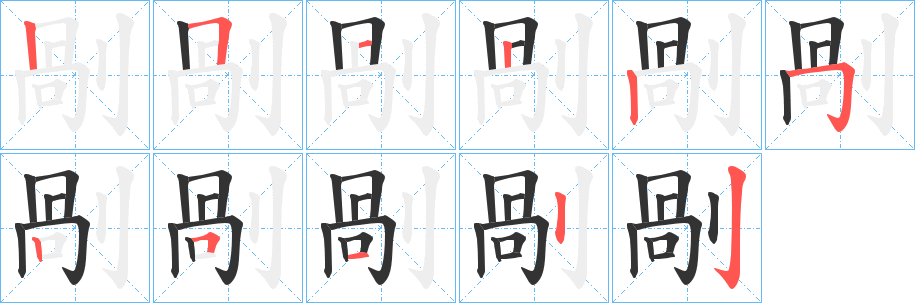 剮字的笔画顺序