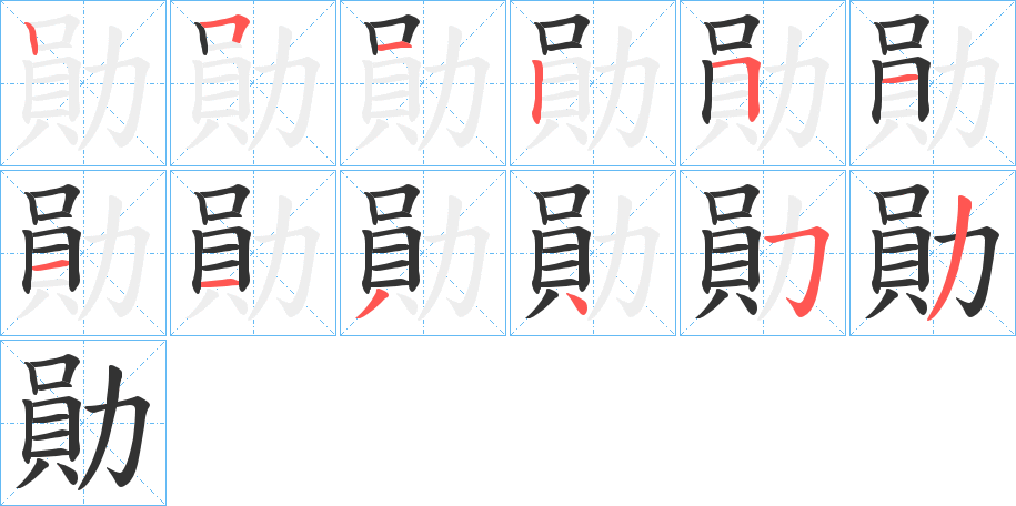 勛字的笔画顺序