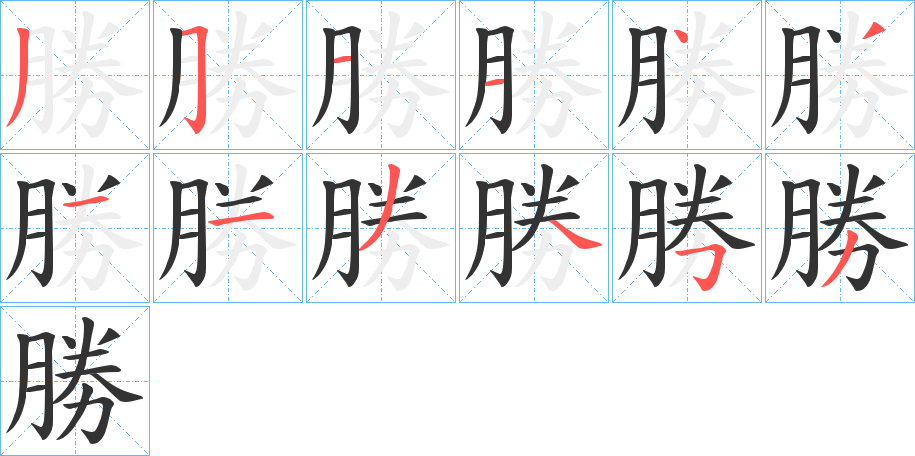勝字的笔画顺序