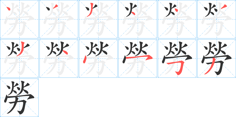 勞字的笔画顺序