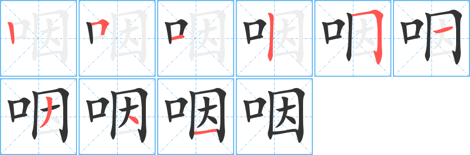 咽字的笔画顺序