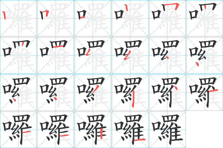 囉字的笔画顺序