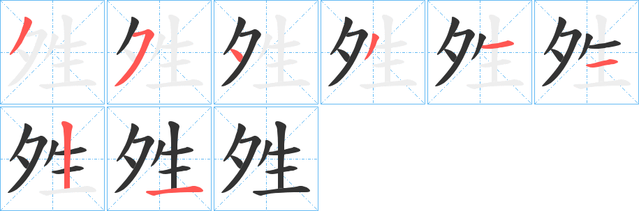 夝字的笔画顺序