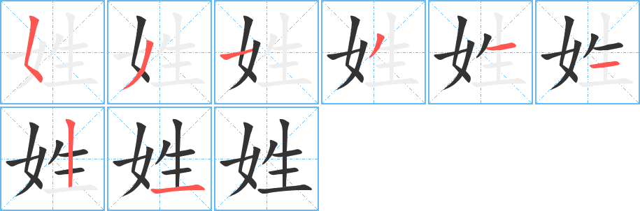 姓字的笔画顺序