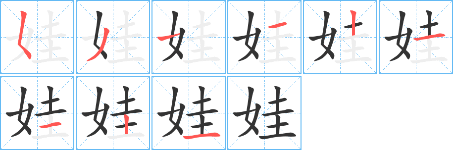 娃字的笔画顺序