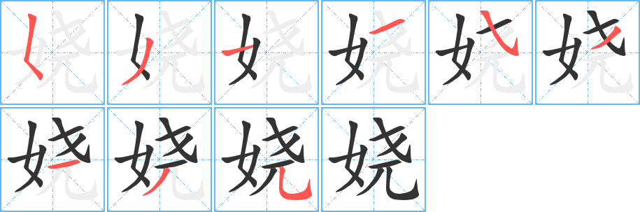 娆字的笔画顺序