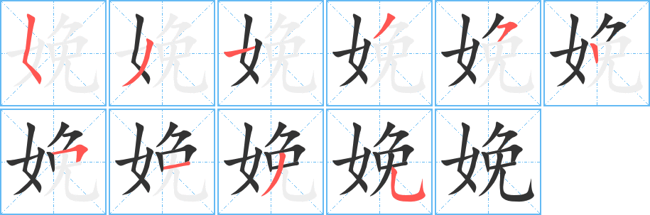 娩字的笔画顺序