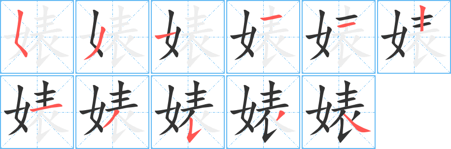 婊字的笔画顺序