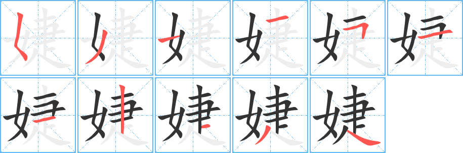 婕字的笔画顺序