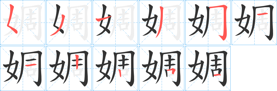 婤字的笔画顺序