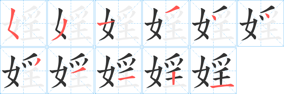 婬字的笔画顺序