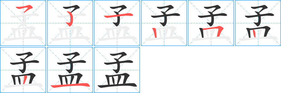 孟字的笔画顺序