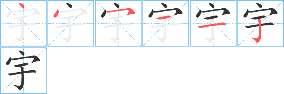 宇字的笔画顺序